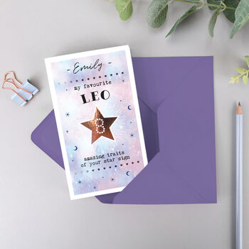 Leo Zodiac Star Sign Banner Card, 2 of 6