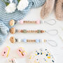 Personalised Dummy Clip – Silicone And Wood Soother Holder, thumbnail 2 of 7