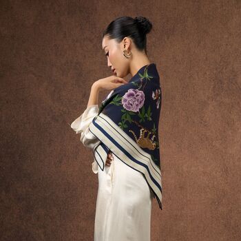 Midnight Safari Wool Silk Scarf In Gift Box, 4 of 4