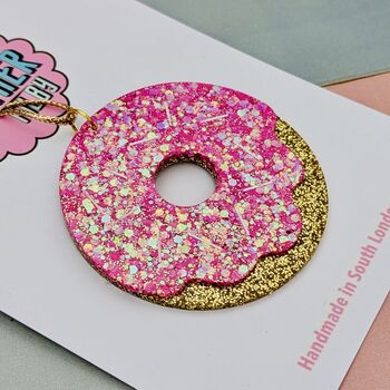 Pink Doughnut Glitter Resin Christmas Tree Decoration, 3 of 4