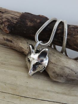 Solid Silver Fox Head Necklace, 2 of 7