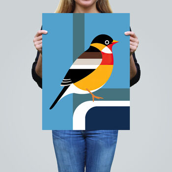 Feel Good Finch Robin Bird Geometric Wall Art Print, 2 of 6