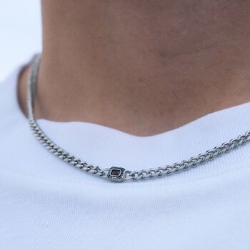 Mens Silver Ruby Red Gemstone Chain Necklace, 2 of 11