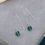 Sterling Silver Green Cz Cube Threader Earrings, thumbnail 1 of 10