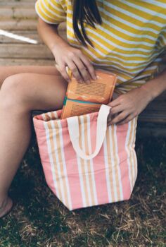 Quilted Mini Tote Bag In Stripe, 6 of 6