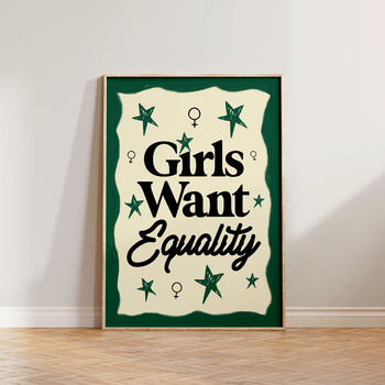 Girls Want Equality Feminist Wall Art Print, 4 of 9