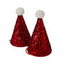 Red Glitter Santa Party Hats Pack Of Eight, thumbnail 1 of 2