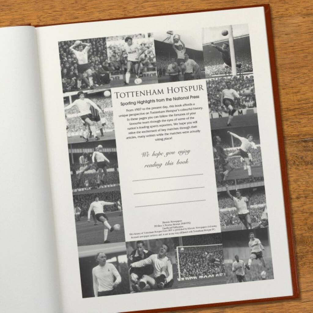 Personalised Tottenham Hotspur Newspaper History Book By Jonnys Sister