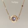 Circle Cubic Zirconia Roman Numeral Pendant Necklace, thumbnail 4 of 5