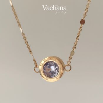 Circle Cubic Zirconia Roman Numeral Pendant Necklace, 4 of 5