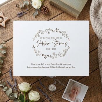 Personalised White Wooden Wreath Memory Box For Bereavement And Sympathy Keepsake Gift, 2 of 9