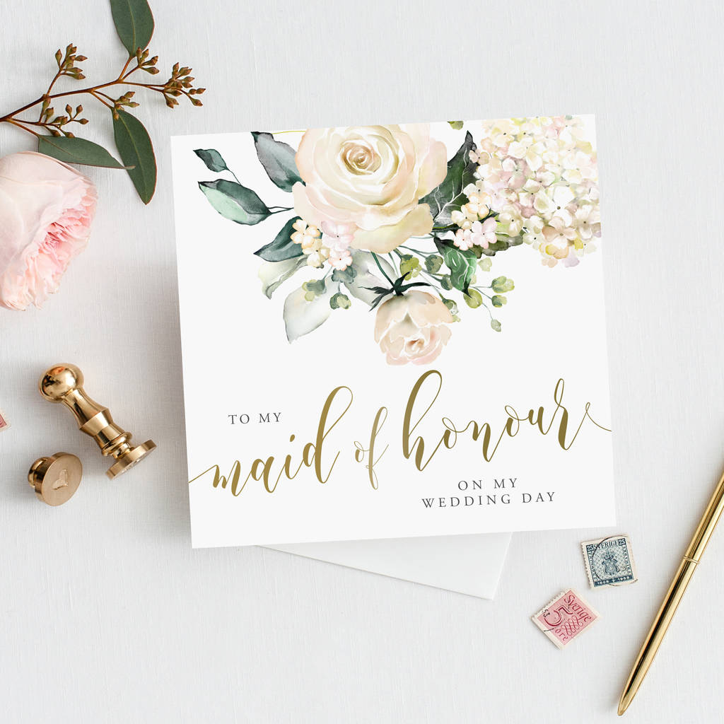 To My Maid Of Honour Card | Watercolour Rose, 1 of 2