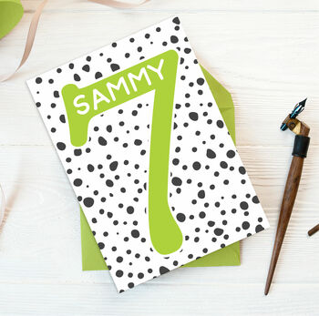Spotty Number Birthday Card Ages Two To Nine, 7 of 10