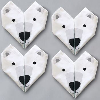 Origami Cotton Napkins : Polar Bears Set Of Four, 6 of 7