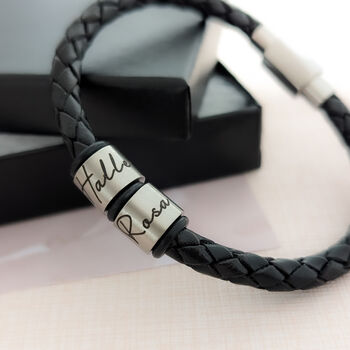 Men's Personalised Engraved Leather Bracelet, 2 of 8