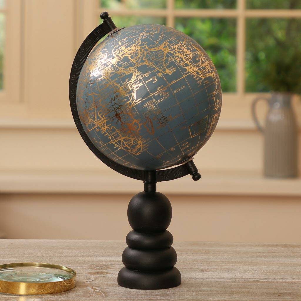 Contemporary Blue Tabletop Desk Globe By Dibor