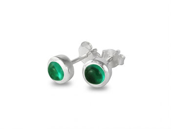 May Birthstone Stud Earrings With Emerald, 2 of 3