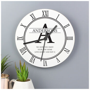 Personalised Family Name And Initial Wooden Wall Clock, 3 of 4