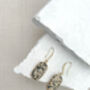 Dalmatian Jasper Rectangle Drop Real 18k Gold Plated Earrings, thumbnail 1 of 3