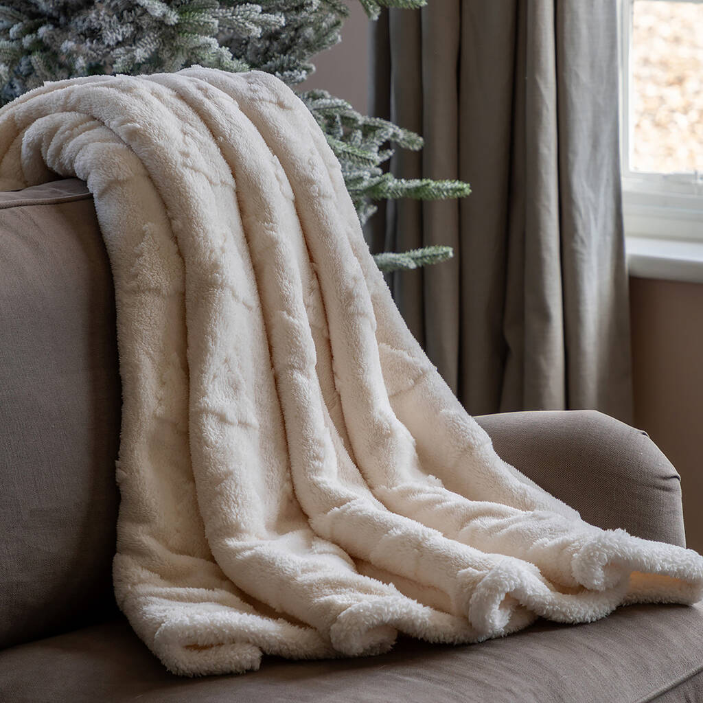 Snuggly Cream Christmas Tree Throw, 1 of 3