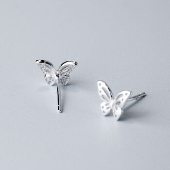 Sterling Silver Butterfly Stud Earrings, 3 of 5