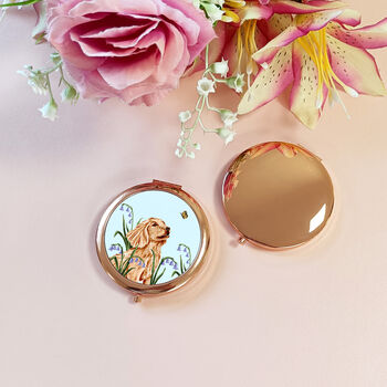Illustrated Dog Rose Gold Compact Mirror, 5 of 8