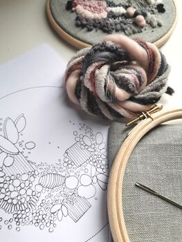 Grey Linen Abstract Embroidery Kit, 4 of 4