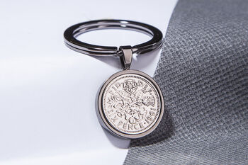 1961 65th Birthday Sixpence Coin Keyring Gift, 4 of 5