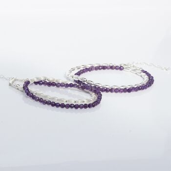 Amethyst And Sterling Silver Beaded Necklace Or Double Stranded Bracelet, 5 of 10