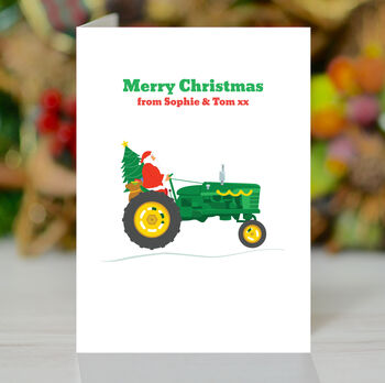 Personalised Farmer Christmas Tractor Card, 3 of 8