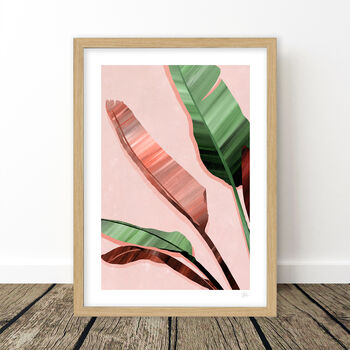 Pink And Green Banana Leaf Art Print, 6 of 8