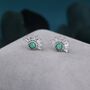 Green Opal Fan Stud Earrings In Sterling Silver, thumbnail 7 of 11