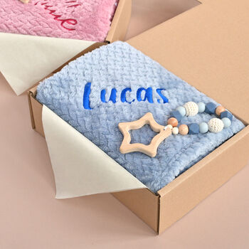 Personalised Dusty Blue New Baby Gift Set, 5 of 10