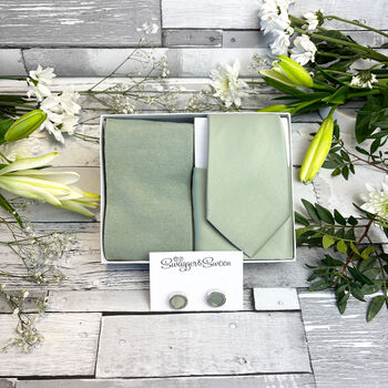 Light Sage Wedding Tie Set, 9 of 10