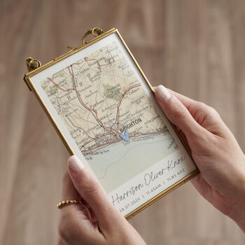 Personalised New Baby Vintage Map Stitch Heart Print, 2 of 10