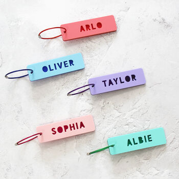 Two Tone Personalised Name Bag Tag, 2 of 11
