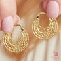 Filigree Gold And Silver Boho Style Hoop Earrings, thumbnail 2 of 11