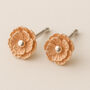 Rose Gold Plated August Birth Flower Poppy Stud Earrings, thumbnail 1 of 5