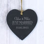 Personalised Just Married Slate Heart, thumbnail 1 of 2