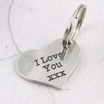 I Love You Gift Personalised Romantic Heart Keyring, 2 of 9