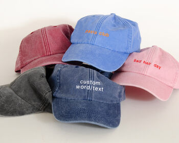 Personalised Vintage Cap With Custom Embroidery Text, 7 of 10