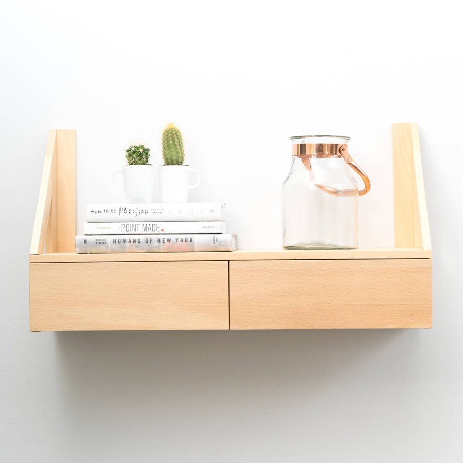 floating beech shelf with drawers by urbansize | notonthehighstreet.com