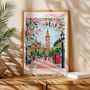 London Big Ben Travel Poster Pink Blossoms, thumbnail 10 of 10