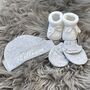 Embroidered Newborn Hat And Booties Gift Set, thumbnail 5 of 6