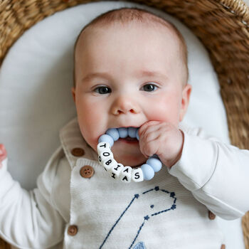 Personalised Block Colour Teething Rattle, 5 of 8