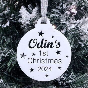 Baby's 1st Christmas Personalised Tree Decoration, 3 of 12