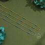 2mm Turquoise Beaded Satellite Chain Necklace In Sterling Silver, thumbnail 4 of 12