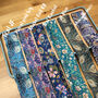 Luxurious 100% Silk Liberty Print Skinny Scarf Blue Shades, thumbnail 2 of 6