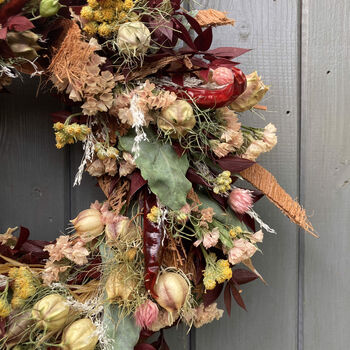 Dried Autumn Wreath With Chillies 'Hansel', 5 of 11