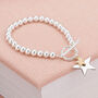 Sterling Silver And Gold Plated Bead Bracelet With Star Charms, thumbnail 1 of 5